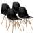 Set of 4 black dining chairs with wooden legs