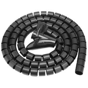 Fekete rugalmas kábelrendező, 2m hosszú, klipszel, kábelek rendezéséhez és védelméhez - Kábelkötegelő