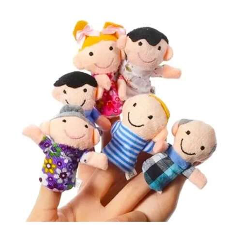 6 piece finger puppet family set, for kids, pretend play, storytelling, educational, finger puppets, family puppets