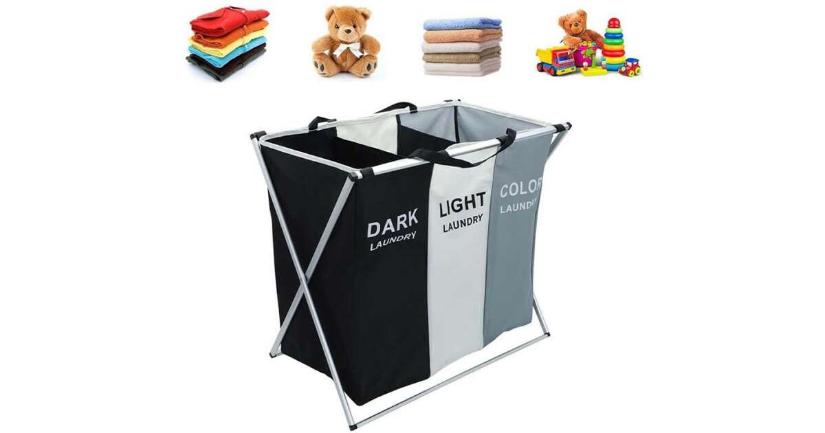 Three-compartment Freestanding Laundry Basket 135l 102118063