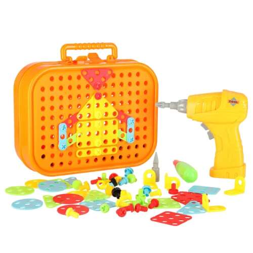 Ikonka Creative Building Blocks Set in Suitcase with Screwdriver - Space Theme