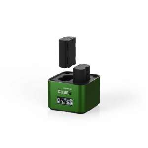 Dvojitá nabíjačka batérií Hahnel PROCUBE 2 pre fotoaparáty Fuji, s LCD displejom, zobrazuje stav nabíjania - Batérie do fotoaparátov