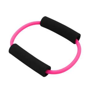 Pink O-shape resistance band with foam handles for exercise - Body shaping