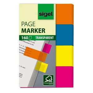 SIGEL Page Marker, 160 átlátszó fólia oldalszámláló, vegyes színű - Irodai papíráru