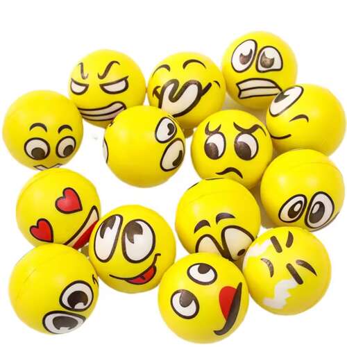 12 db squishy játék készlet, hangulatjelekkel ellátott stresszoldó labdák, hatékonyan csökkenti a szorongást, sárga, PROMERCO® 102143342