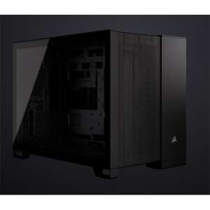 Corsair 2500D Airflow PC ház, fekete, edzett üveg oldalsó panel, ferde nézet - Corsair