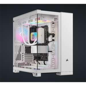 Corsair 6500X Dual Chamber PC Case, white, tempered glass, with RGB lighting - Corsair