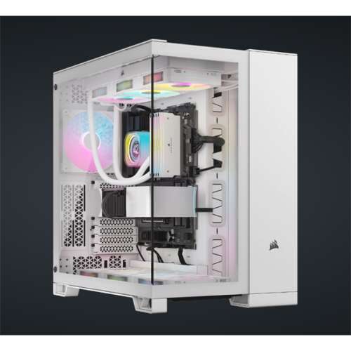 Corsair 6500X Dual Chamber PC-Gehäuse, weiß, gehärtetes Glas, mit RGB-Beleuchtung