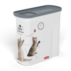 Curver 1,5 kg Száraz Macskaeledel Tároló Doboz, Fehér Szürke Fedéllel, Pets Collection - Állattartás