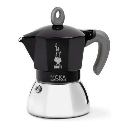 Bialetti Moka Induction 4 csészés kotyogós kávéfőző, fekete és ezüst
