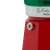 Close-up of Bialetti Moka Express stovetop espresso maker, green and red, safety valve