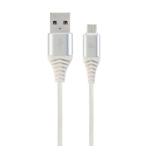 Gembird Micro-USB кабел 1m Сребрист/Бял за зареждане и пренос на данни - Gembird