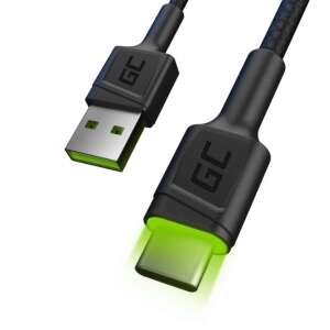 Green Cell KABGC13 USB-A to USB-C cable, 2 meter, black, with green backlight - Computers and Accessory