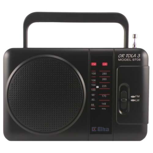 Czarne przenośne radio Eltra Or Tola 3 Model 9708 z pasmami FM i LW