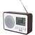 Camry Premium CR 1153 digital radio, white and brown, with clock, calendar, and thermometer