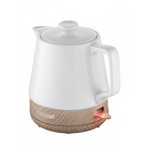 Concept RK0060 Ceramic Kettle, white with wood effect base - Concept
