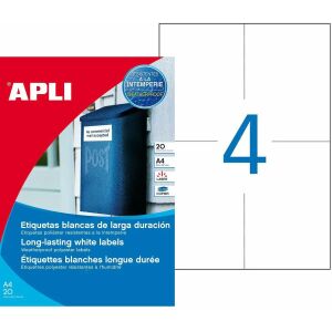 APLI Weatherproof Labels - Pack of A4 Sheets with 4 Labels Each - Label sticker