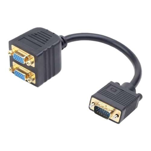 Gembird CC-VGAX2-20CM VGA (Stecker) auf 2x VGA (Buchse) Adapter, VGA Splitter, VGA Kabel, 2x VGA Ausgang