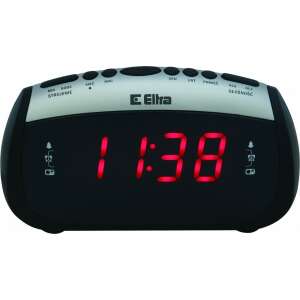 Eltra Zosia black digital radio alarm clock with red LED display - Audio