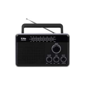 Radio Eltra Julia 3 czarne z pasmami FM i AM, anteną teleskopową, pokrętłami głośności, tonu i wyboru - Radio