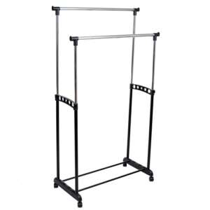 Double Garment Rack with Wheels, Black, 83x43x94-168 cm - Clothing Rack