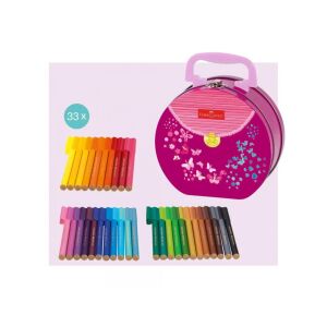Faber-Castell 33-teiliges Filzstift-Set im Metallkoffer, verschiedene Farben - Filzstifte