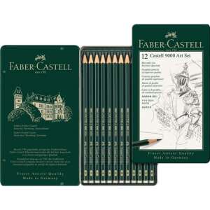 Faber-Castell 9000 Art Set, 12 ołówków grafitowych w metalowym pudełku, 8B-2H - Ołówek grafitowy