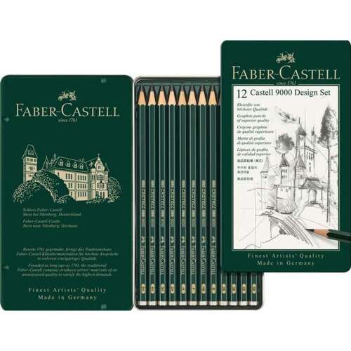 Faber-Castell 9000 Design Set, 12 grafitceruza fémdobozban