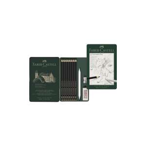 Faber-Castell Pitt Graphitstift-Set, 11 Stück in einer matten Metallbox, inklusive HB, 2B, 4B, 6B, 8B, 10B, 12B, 14B, Radiergummi, Spitzer und Korrekturstab - Graphitstifte