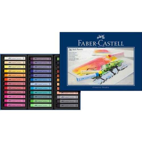 Faber-Castell Creative Studio 36 weiche Pastelle, Set mit 36 Ölpastellen in einer Box, Kunstbedarf zum Zeichnen und Skizzieren