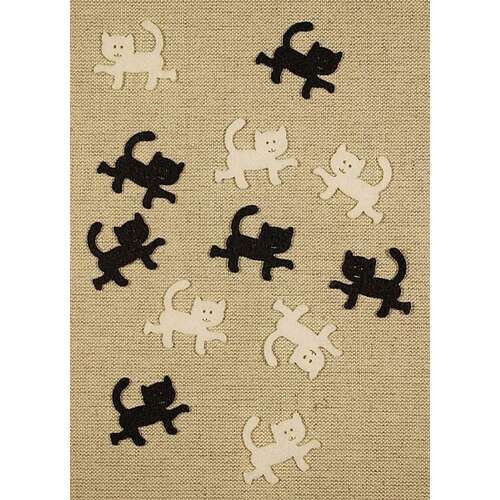 12 darabos filc cica figura szett, fekete és fehér, Pentart márka