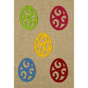 5 darabos filc húsvéti tojás kivágott mintával, Pentart márka - Filcfigura