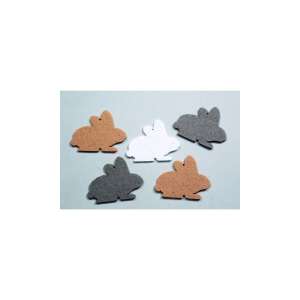 5 darabos filc nyuszi forma, kb. 6cm, barna, fehér és szürke színben - Filcfigura