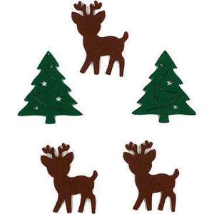 5 darabos filc karácsonyi díszek csomagja, rénszarvas és karácsonyfa figurákkal, Pentart márka - Filcfigura