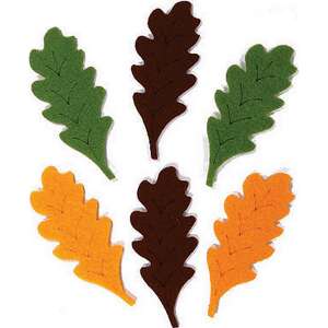 6 darabos filc tölgylevél szett, zöld, barna és narancssárga színben, Pentart márka - Filcfigura