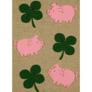 Pentart filc figura készlet, 6 db malac és lóhere - Filcfigura