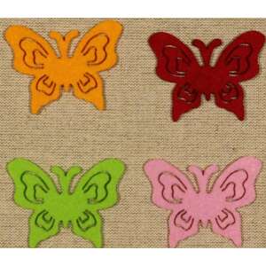 4 darabos filc pillangó forma készlet, narancs, piros, zöld és rózsaszín színben, tökéletes kézműveskedéshez és dekorációhoz - Filcfigura