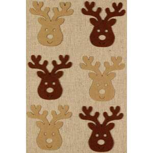 6 darabos filc rénszarvas fej szett, barna és bézs színben, karácsonyi kézműveskedéshez és dekorációhoz - Filcfigura