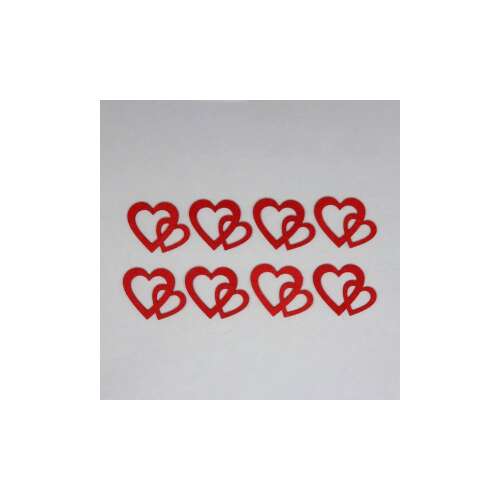 8 darabos kis piros filc dupla szív készlet, tökéletes kézműveskedéshez és dekoráláshoz