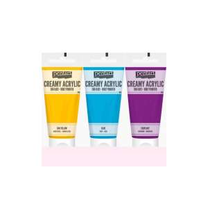 Pentart Krémes Akrilfesték szett, 3 db, 200ml-es, Nap Sárga, Kék, Padlizsán - Pentart