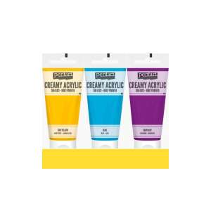Pentart Krémes Akrilfesték Szett, 3 szín: Nap Sárga, Kék, Padlizsán - Pentart