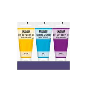 Pentart Krémes Akrilfesték Szett, 3 szín: Nap Sárga, Kék, Padlizsán - Pentart