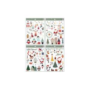 Deco Weihnachts-Fensteraufkleber, 30x42cm, mit Weihnachtsmann, Rentier, Pinguinen und anderen festlichen Designs - Fensteraufkleber