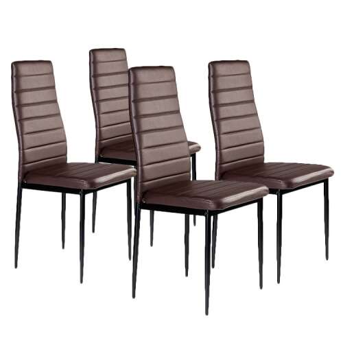 Set de 4 scaune de dining maro cu picioare metalice negre