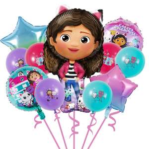 Set De 11 Baloane ANTADESIM, Figurina Gabby 93 cm, Baloane Latex 30 cm Gabby's DollHouse, Balon Folie 45 cm, Mov si Verde 102264982 - Baloane