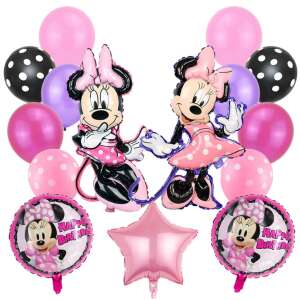 Комплект от 15 балона, фолиеви фигурки Мини Маус 80 см, латексови балони 30 см, розови 102264985 - Реквизит за партита