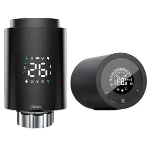 Infiniteea™ Smart Radiator Thermostat, Wifi, Digital Display, Mobile App and Voice Control, Weekly Temperature Programming, Black - Thermostat head