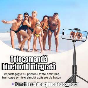 Trepied Foto Telescopic Inifiniteea™, Potrivit pentru Telefon si Camera Foto, Ajustabil, Universal, Rotire 360 grade, Telecomanda, Functie Selfie, Dimensiune Maxima 72 cm, Negru cu Rosu 102265783 - Trepiede foto/video pentru telefoane/aparate