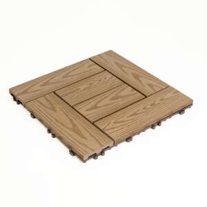 Bewello Garden of Eden WPC teraszburkoló lap, világosbarna, fahatású, 30 x 30 cm, közeli kép - Térkő sablon