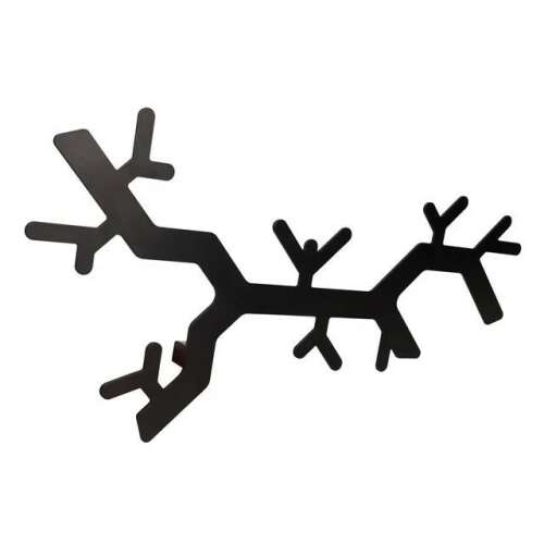 Fogas-Kulcstartó 2069 Faág Minta, fekete acél fali akasztó és kulcstartó